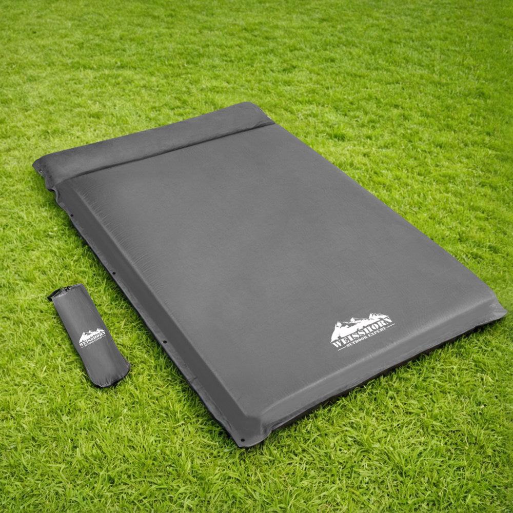 Colchón autoinflable Weisshorn de 10 cm para acampar, colchón de aire doble, color gris