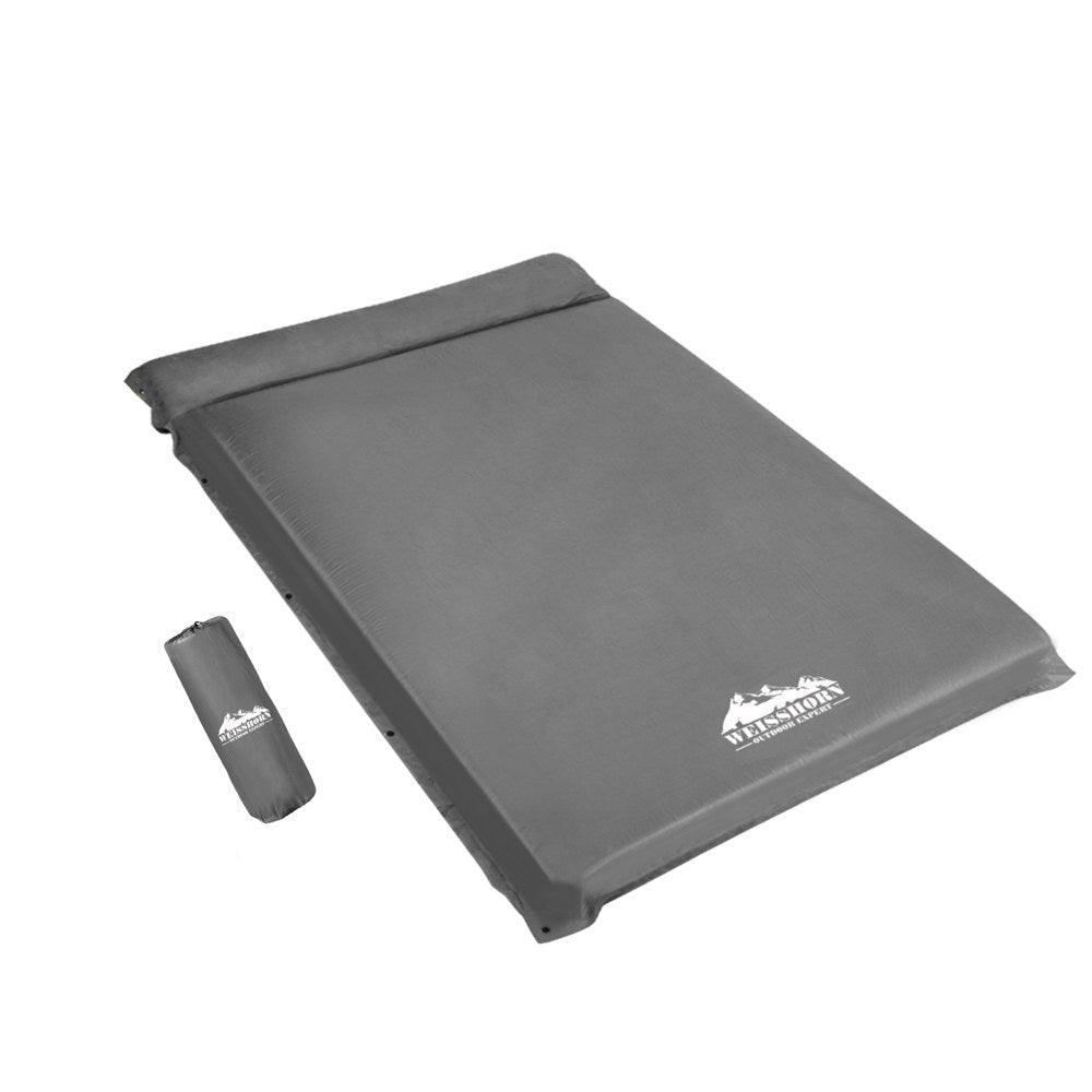 Colchón autoinflable Weisshorn de 10 cm para acampar, colchón de aire doble, color gris