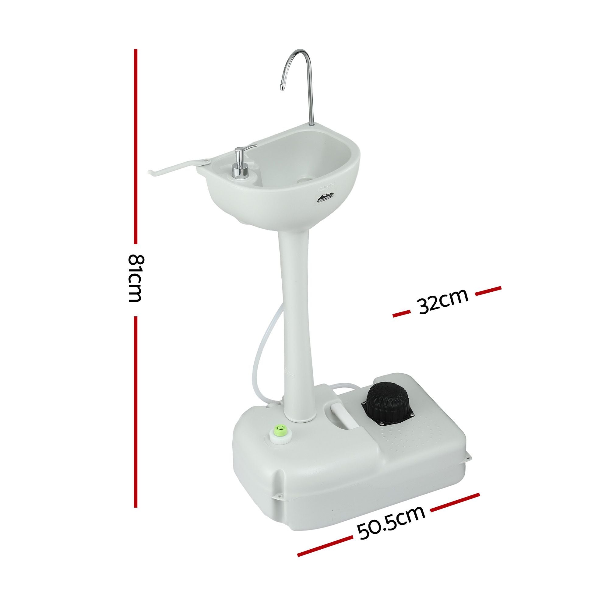 Lavabo portátil para acampar Weisshorn con soporte para lavarse las manos, capacidad de 19 l