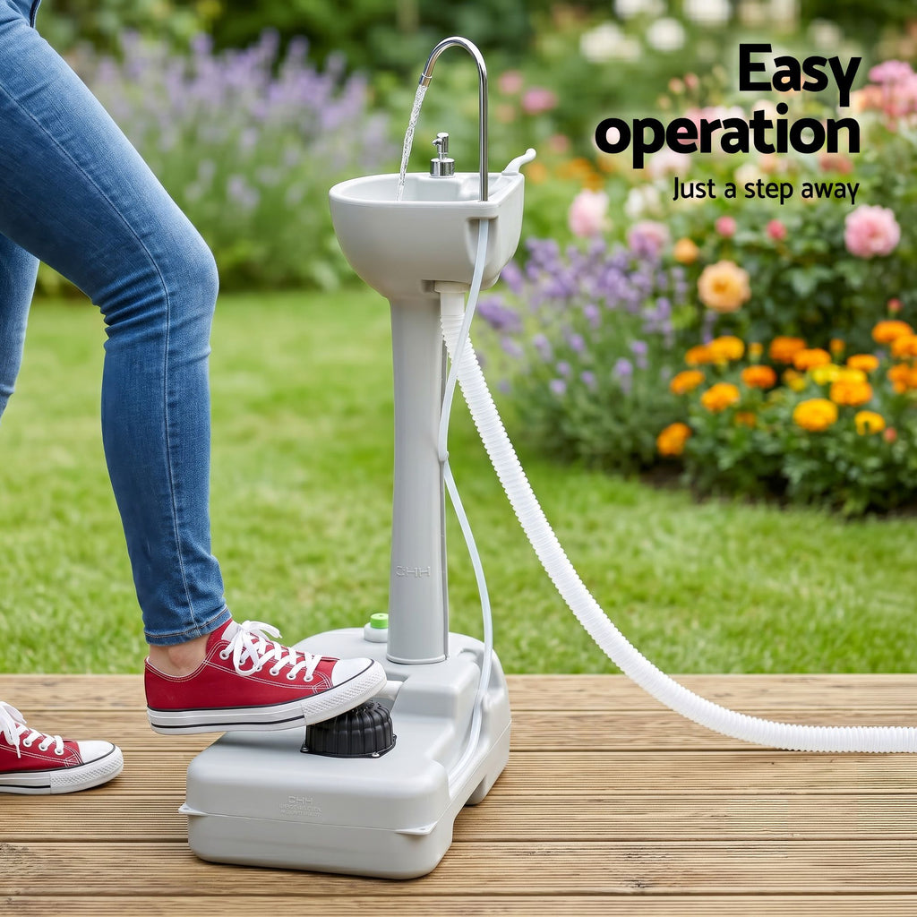 Lavabo portátil para acampar Weisshorn con soporte para lavarse las manos, capacidad de 19 l
