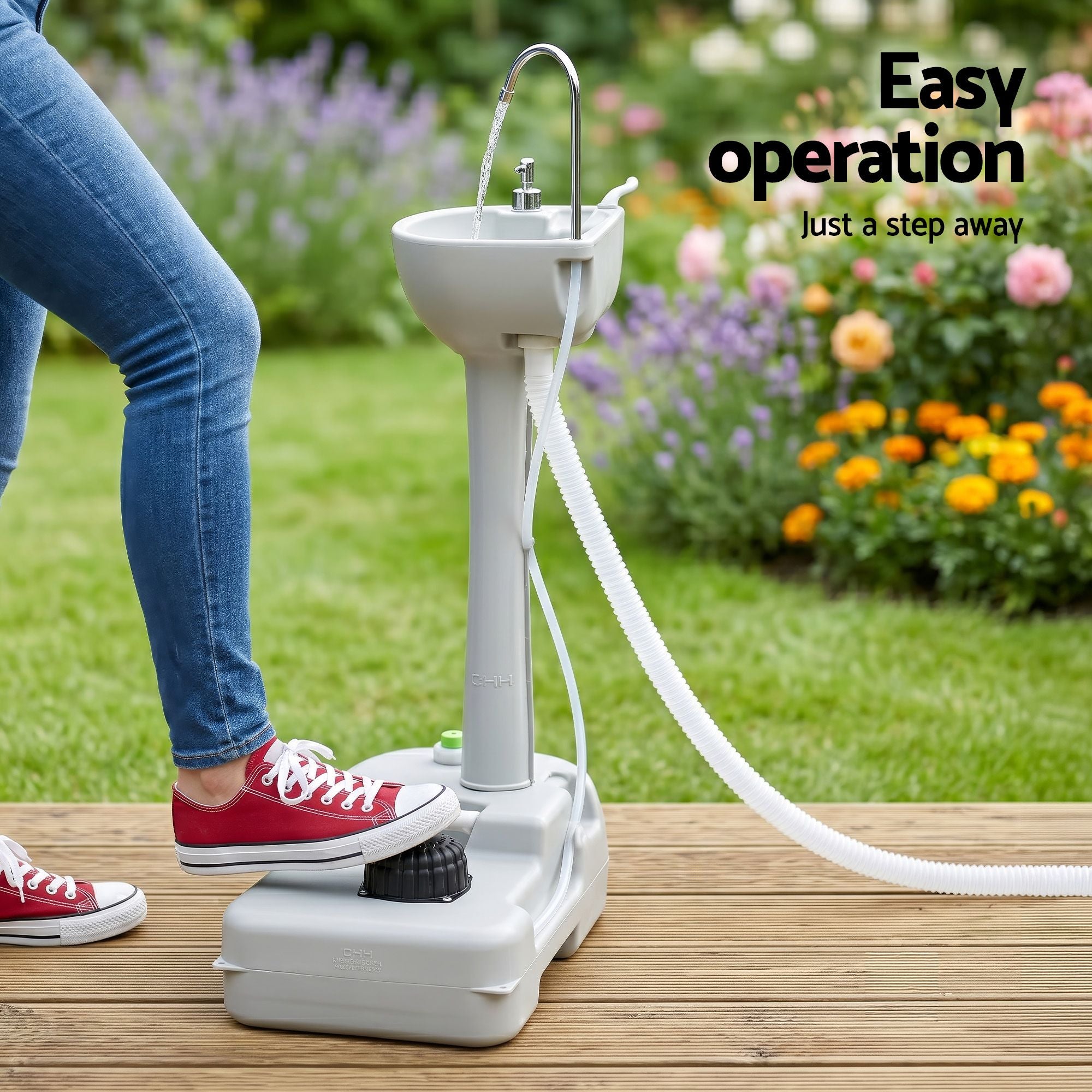Lavabo portátil para acampar Weisshorn con soporte para lavarse las manos, capacidad de 19 l