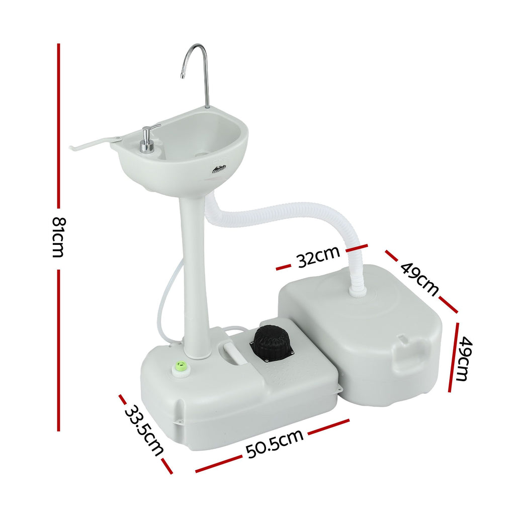 Lavabo portátil para acampar Weisshorn con soporte para lavarse las manos, capacidad de 43 l