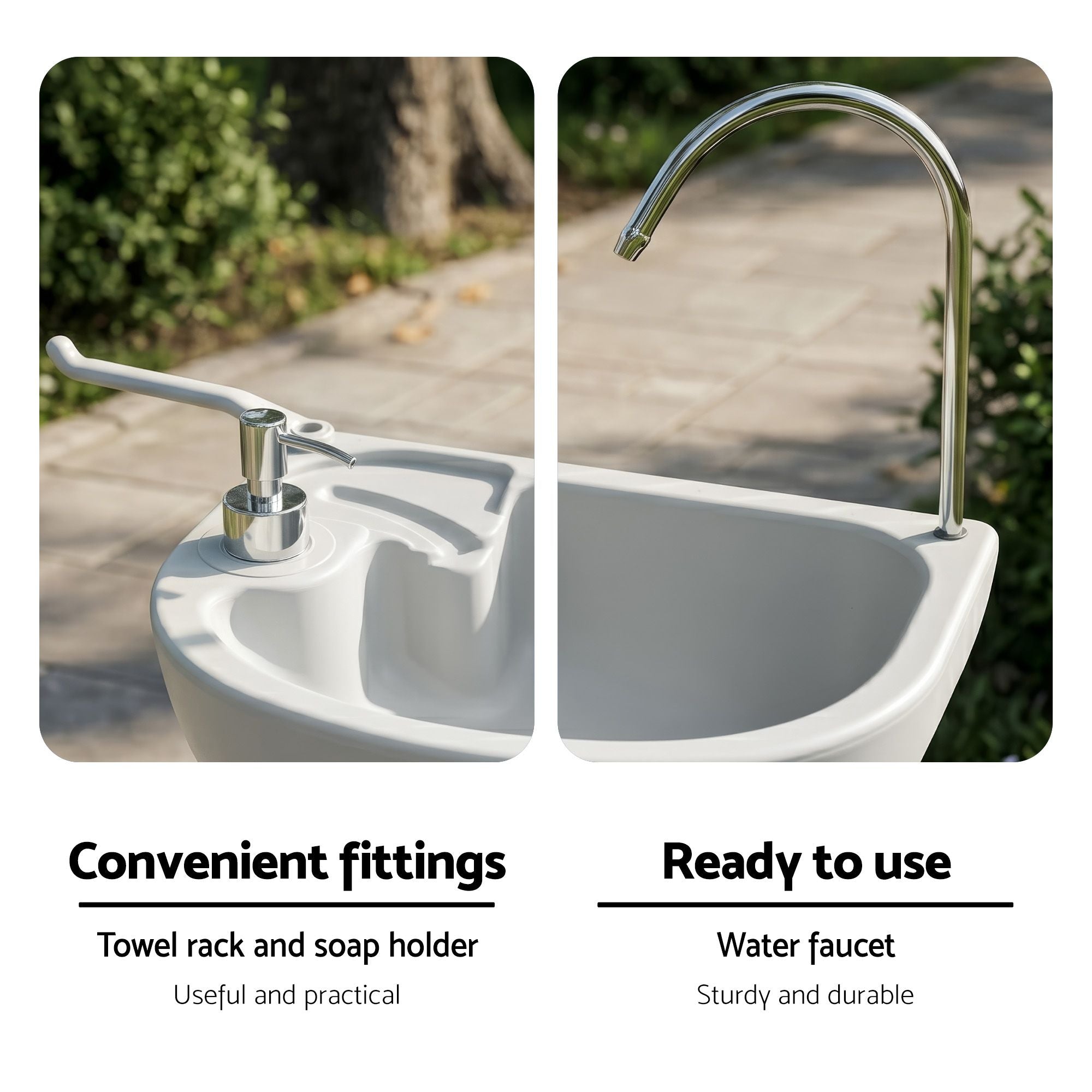 Lavabo portátil para acampar Weisshorn con soporte para lavarse las manos, capacidad de 43 l