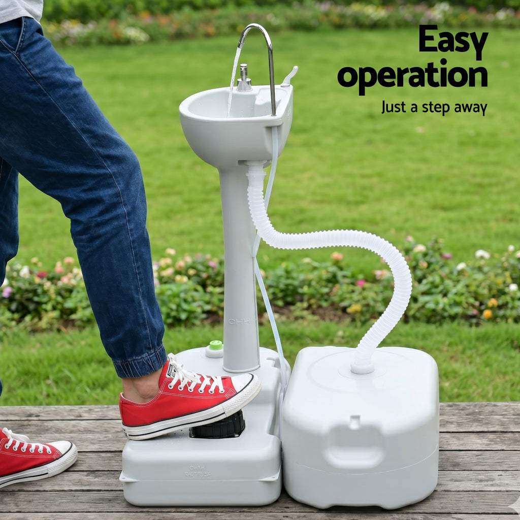 Lavabo portátil para acampar Weisshorn con soporte para lavarse las manos, capacidad de 43 l