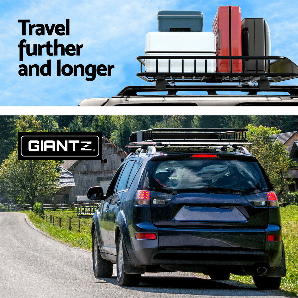 Giantz Universal Car Roof Rack Basket Luggage Vehicle Cargo Carrier 111cm Black - YDS.com.au