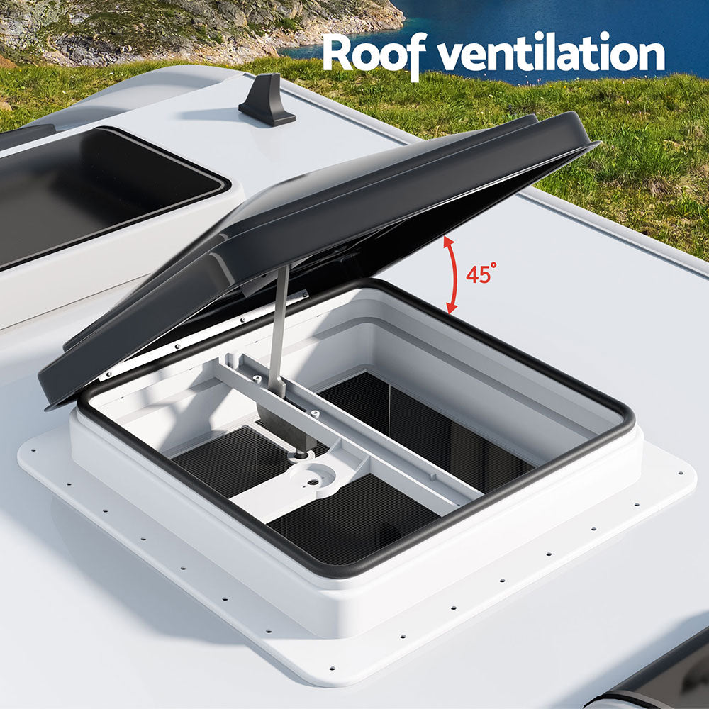 Trampilla de ventilación para techo de caravana Weisshorn, claraboya para autocaravana, 350 x 350 mm, color negro