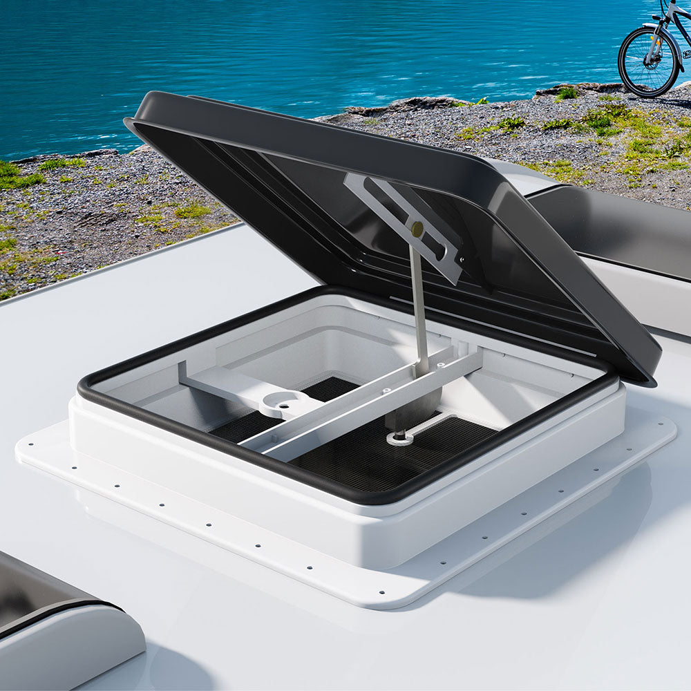 Trampilla de ventilación para techo de caravana Weisshorn, claraboya para autocaravana, 350 x 350 mm, color negro