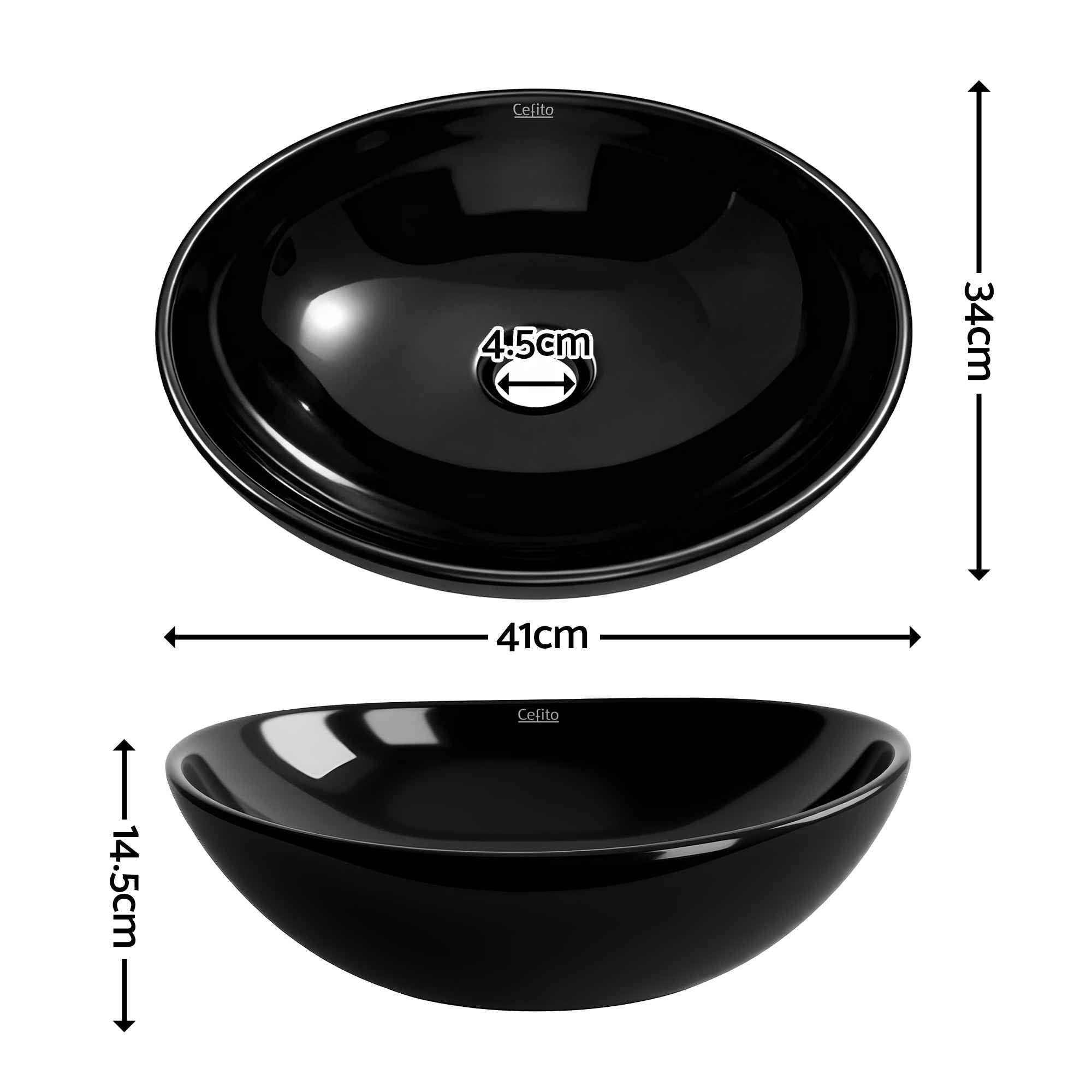 Cefito Bathroom Basin Ceramic Vanity Sink Hand Wash Bowl 41x34cm
