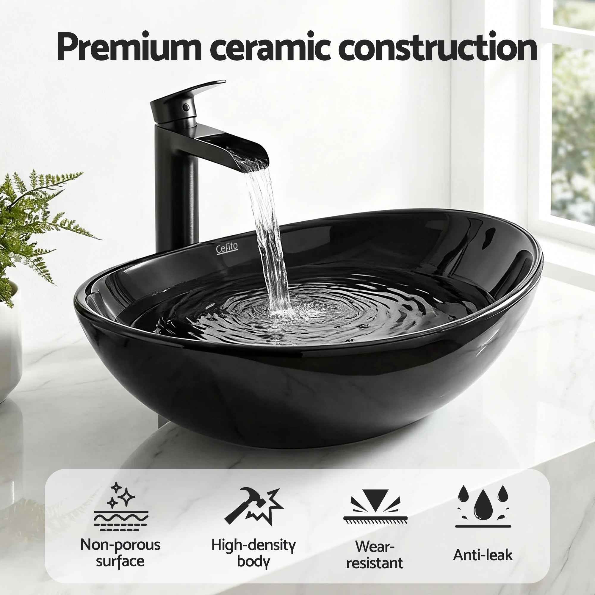 Cefito Bathroom Basin Ceramic Vanity Sink Hand Wash Bowl 41x34cm