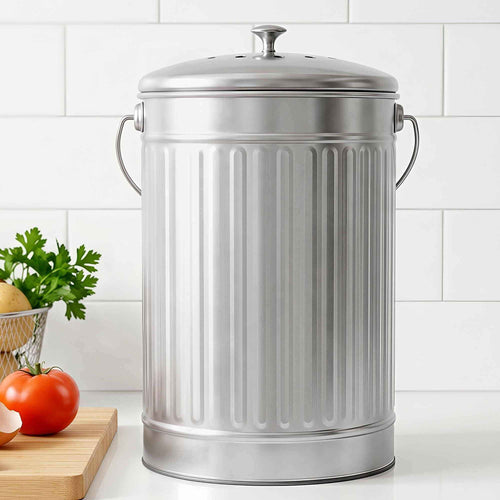 Gardeon Compost Bin Kitchen Countertop Food Waste Caddy 6L Silver