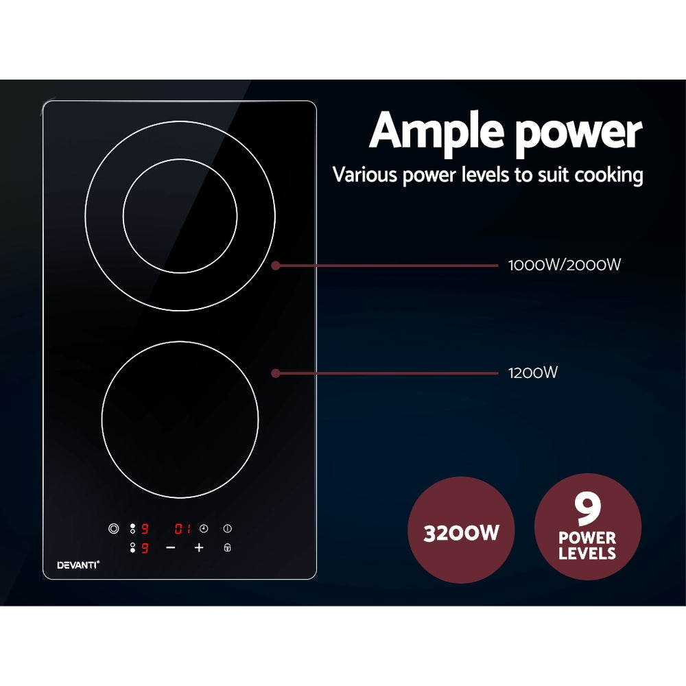 Devanti Electric Ceramic Cooktop 30cm - YDS.com.au