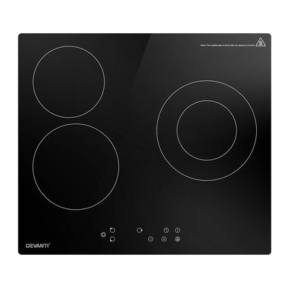 Cocina eléctrica de vitrocerámica Devanti de 60 cm con 4 quemadores y control táctil de 5200 W