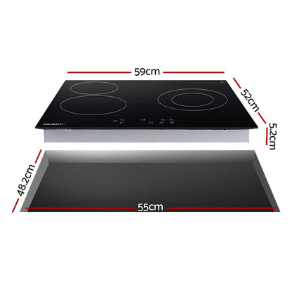 Cocina eléctrica de vitrocerámica Devanti de 60 cm con 4 quemadores y control táctil de 5200 W