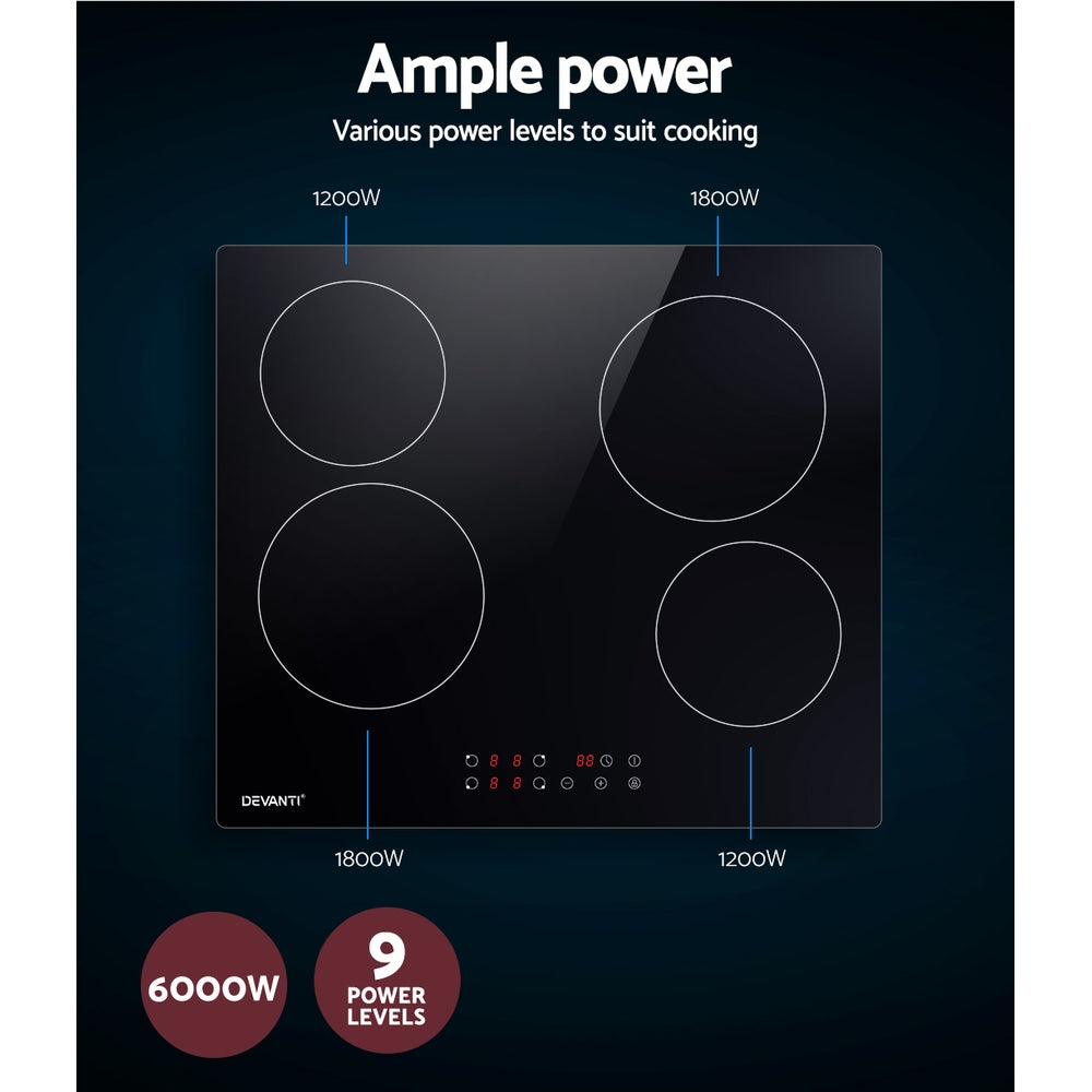 Devanti Electric Ceramic Cooktop 60cm Touch Control - YDS.com.au