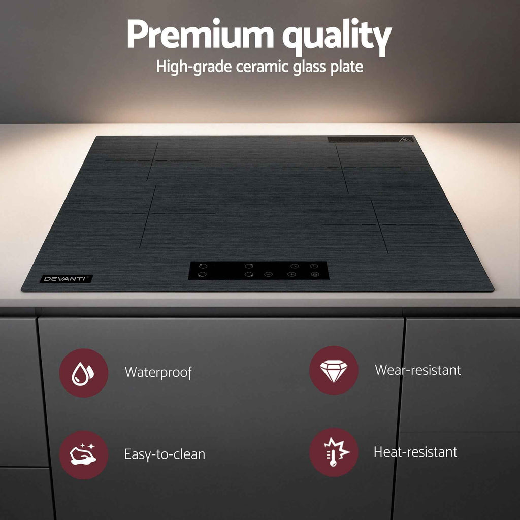 Devanti Electric Ceramic Cooktop 60cm Touch Control Grey