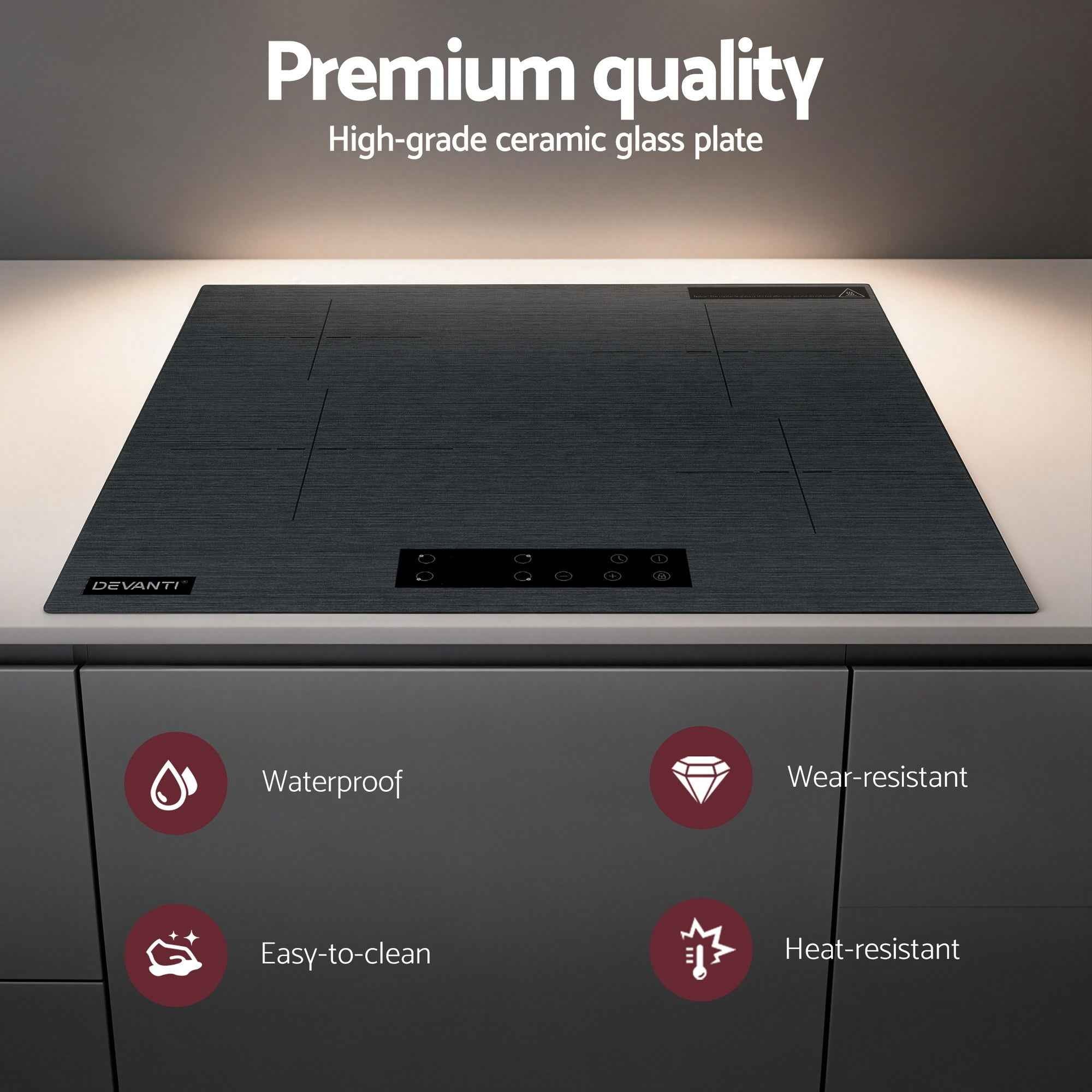 Devanti Electric Ceramic Cooktop 60cm Touch Control Grey