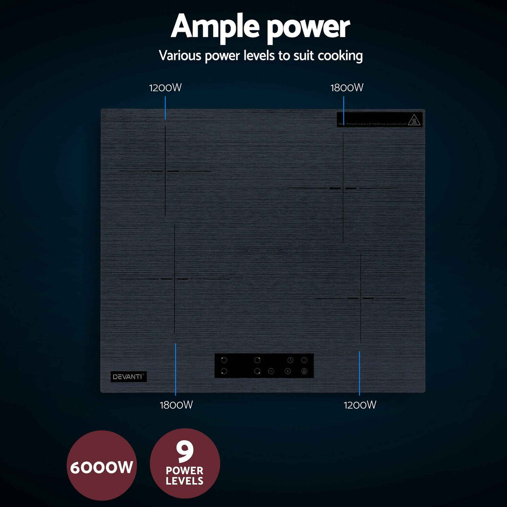 Devanti Electric Ceramic Cooktop 60cm Touch Control Grey