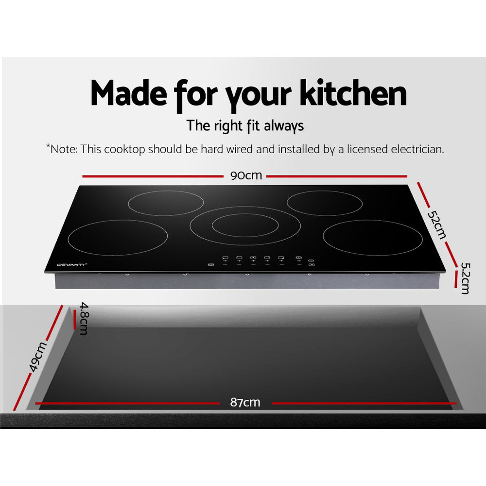 Devanti Electric Ceramic Cooktop 90cm - YDS.com.au