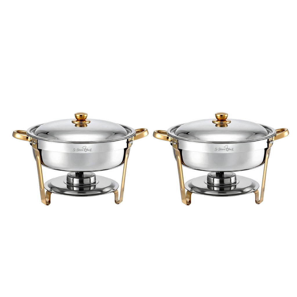 5-Star Chef 5L Chafing Dish Set 2-Pack, Food Warmer Catering Server Buffet