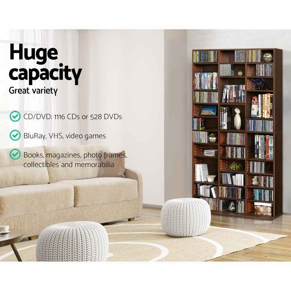 Artiss Bookshelf CD Storage Rack - BERT Walnut