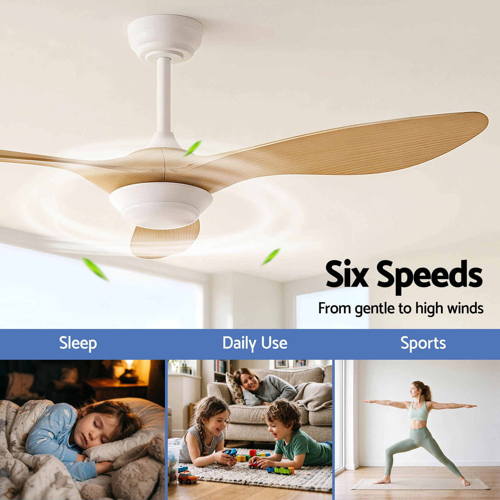 Devanti 52'' Ceiling Fan DC Motor w/Light w/Remote - Wood
