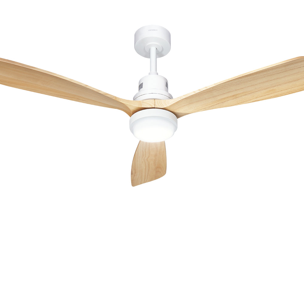 Ventilador de techo Devanti de 52'' con motor de CA y luz LED y control remoto - Madera clara