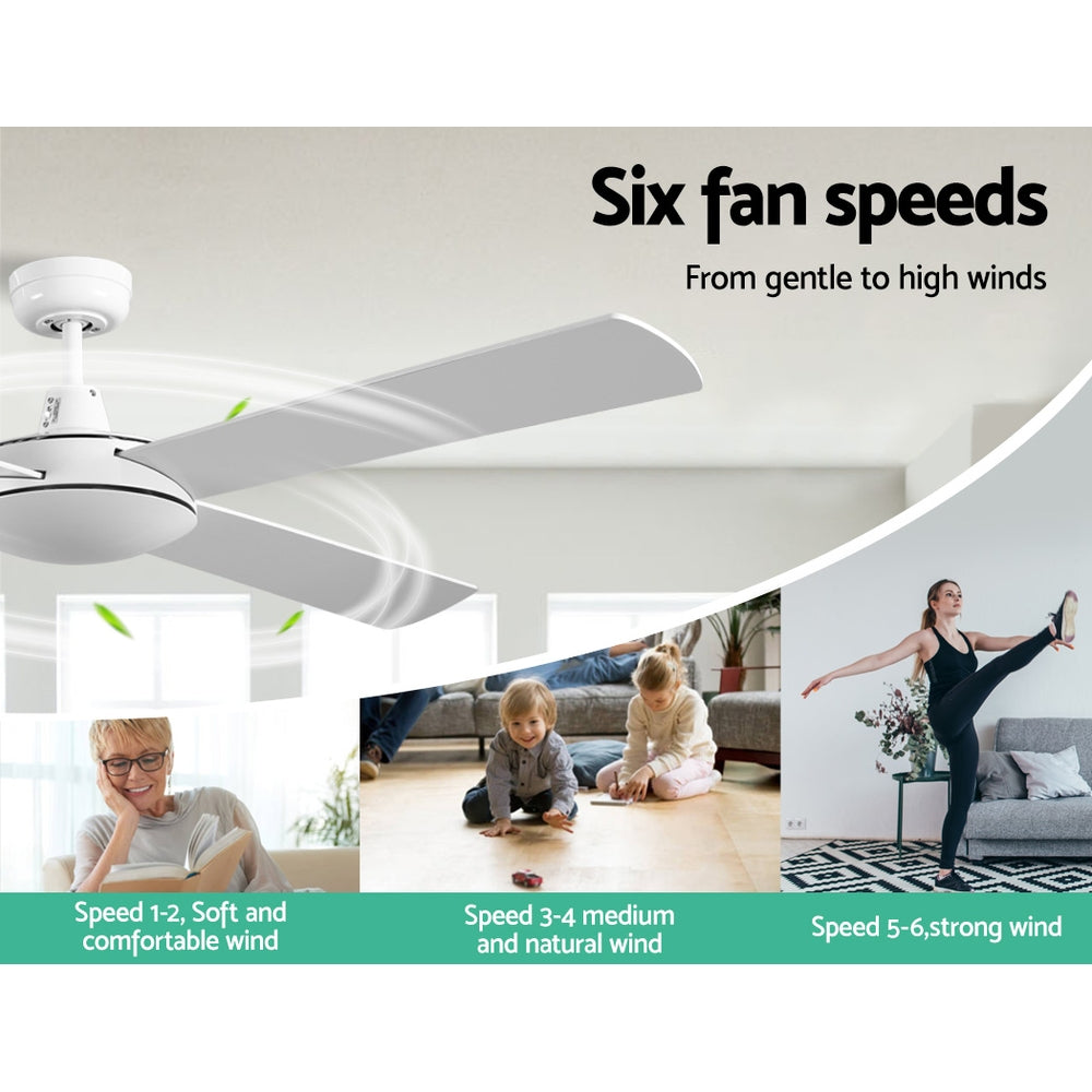 Devanti 52'' Ceiling Fan AC Motor 4 Blades w/Remote - White - YDS.com.au