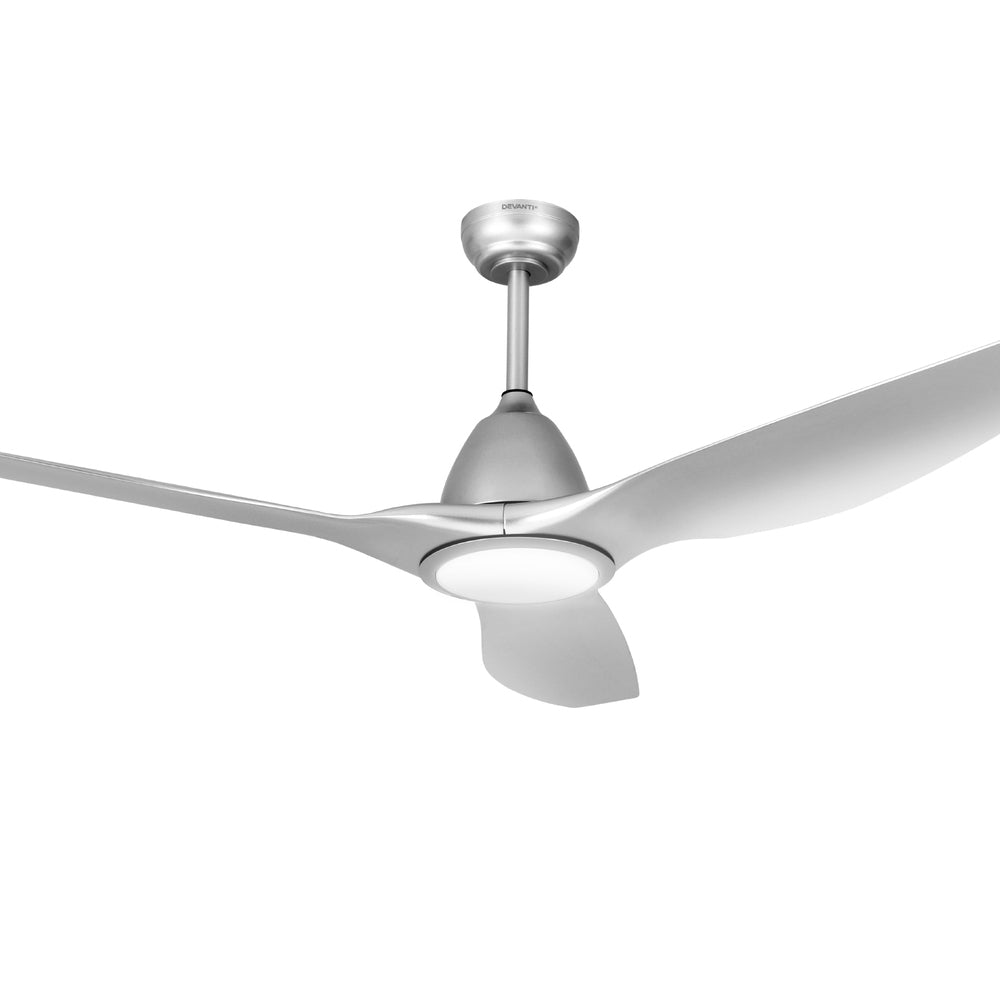 Devanti 64 Inch Ceiling Fan DC Motor w/Light w/Remote - Silver - YDS.com.au