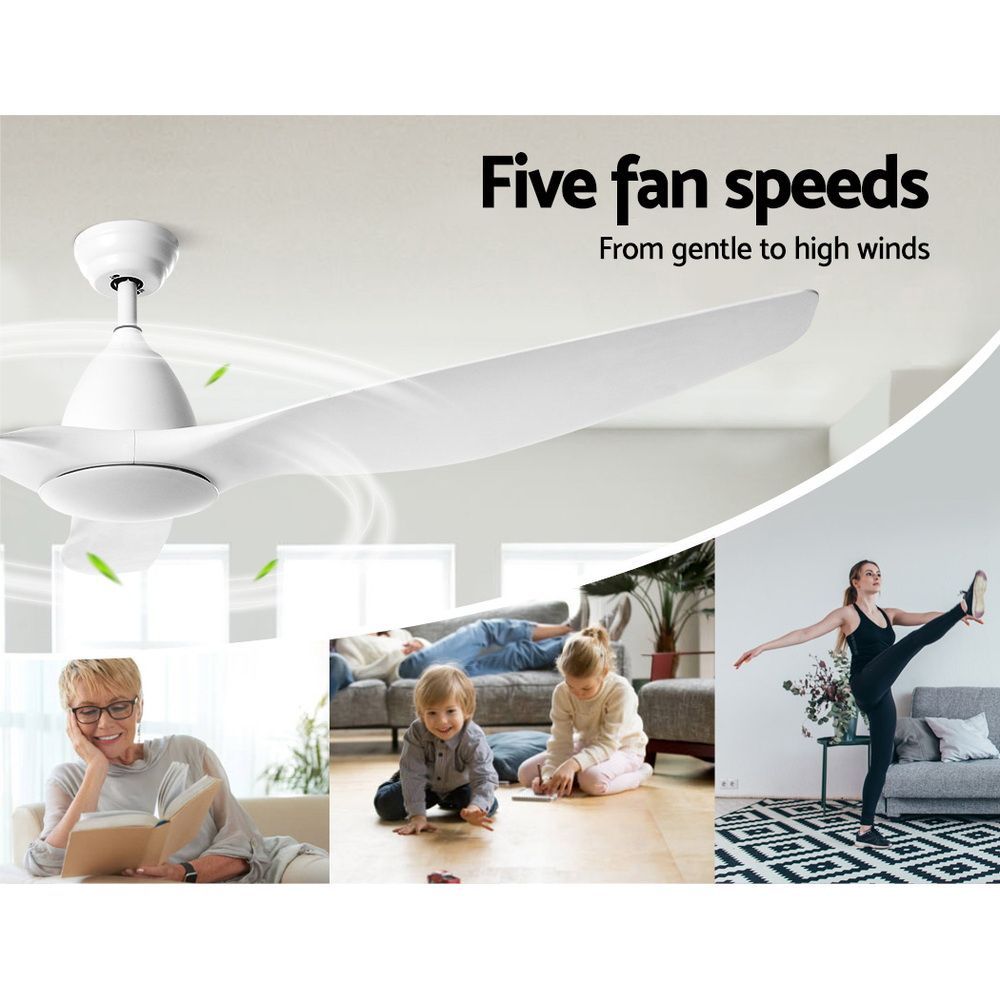 Ventilador de techo Devanti de 64'' con motor de CC, luz y control remoto, color blanco