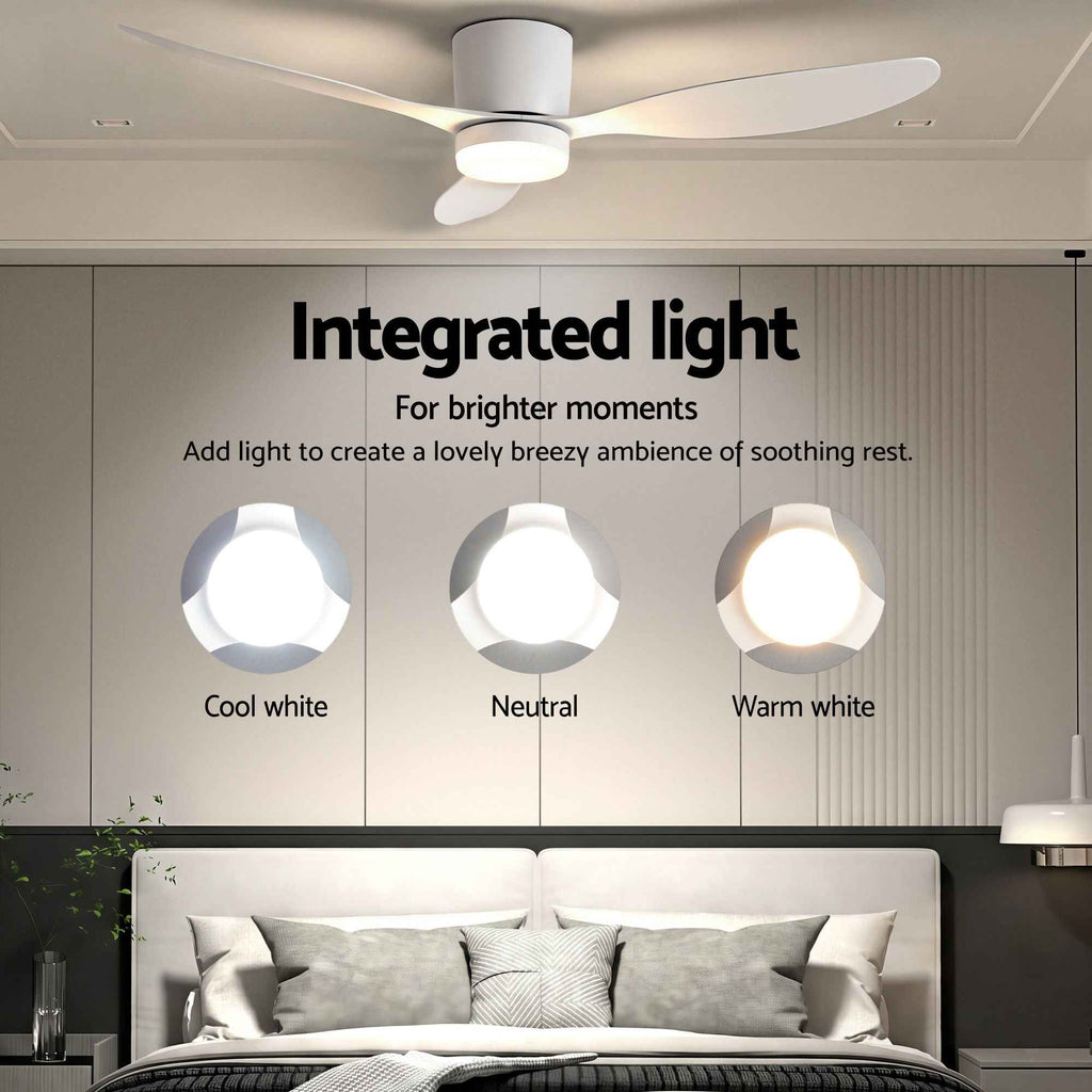 Devanti 52'' Ceiling Fan 3 Blades DC Motor w/Light w/Remote White