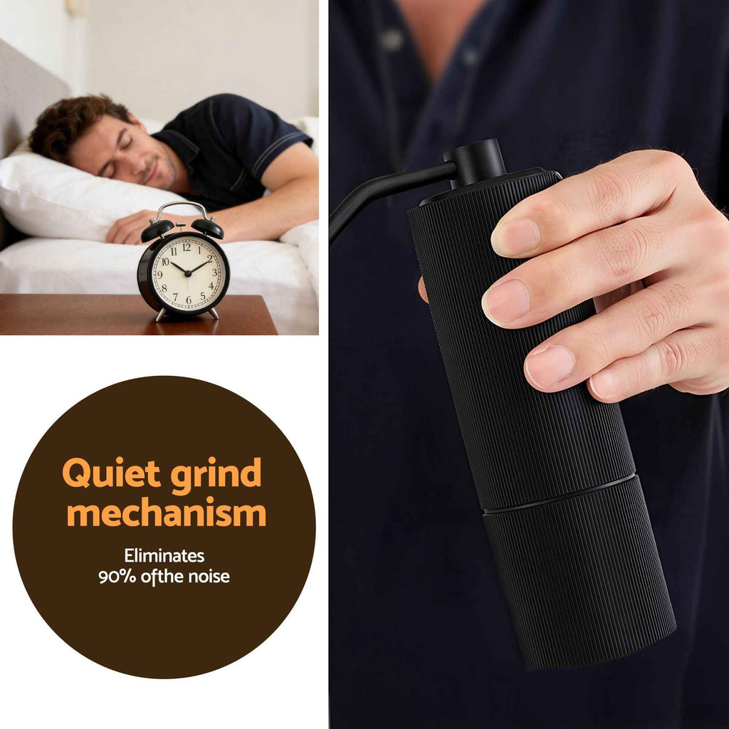 Devanti Manual Coffee Grinder with 24 Adjustable Settings | Hand Coffee Bean Burr Mill for Espresso French Press | Portable Stainless Steel Quiet Grinder with Storage Bag for Travel Camping, Black