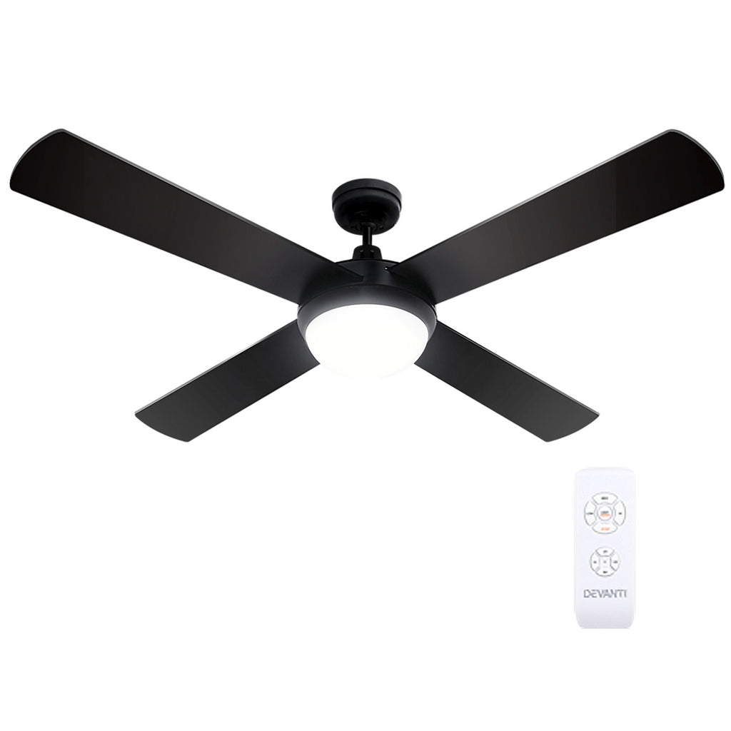 Devanti 52'' Ceiling Fan AC Motor w/Light w/Remote - Black