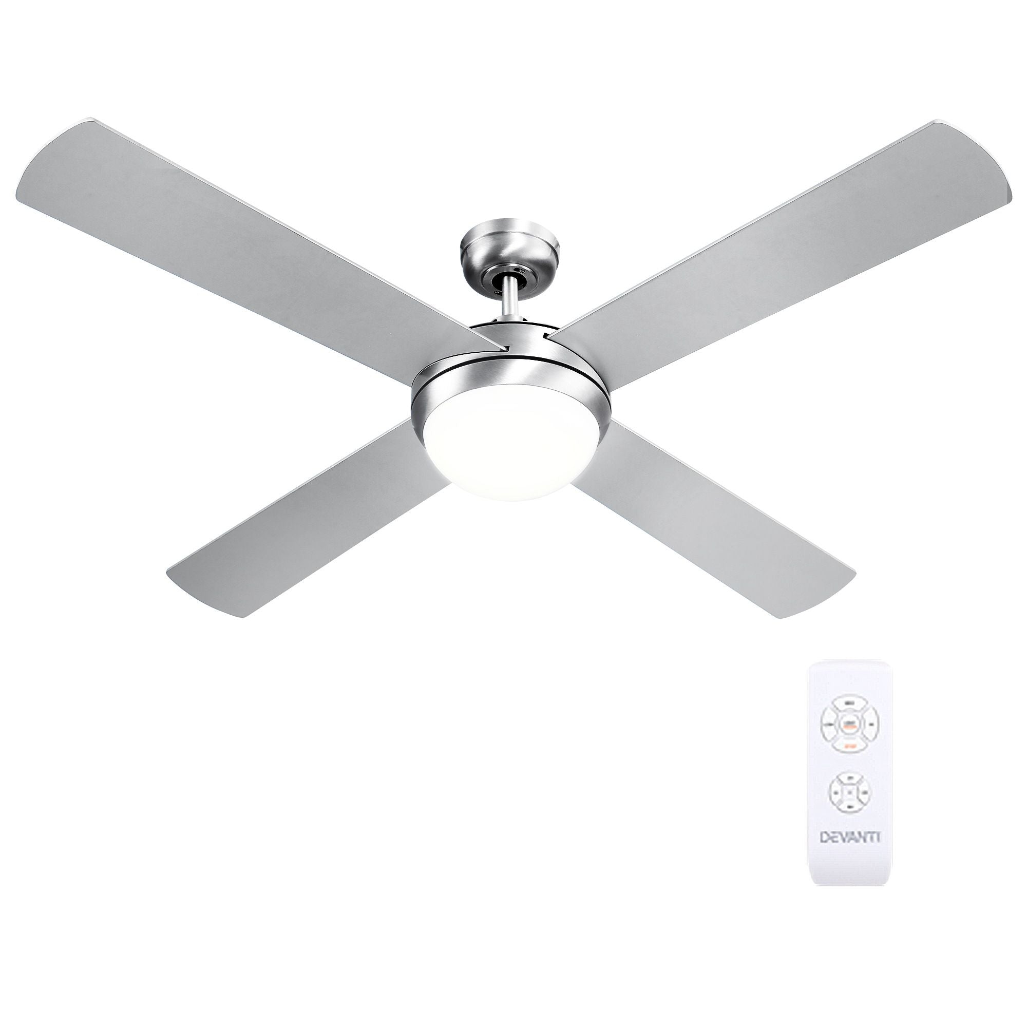 Devanti 52'' Ceiling Fan AC Motor w/Light w/Remote - Silver