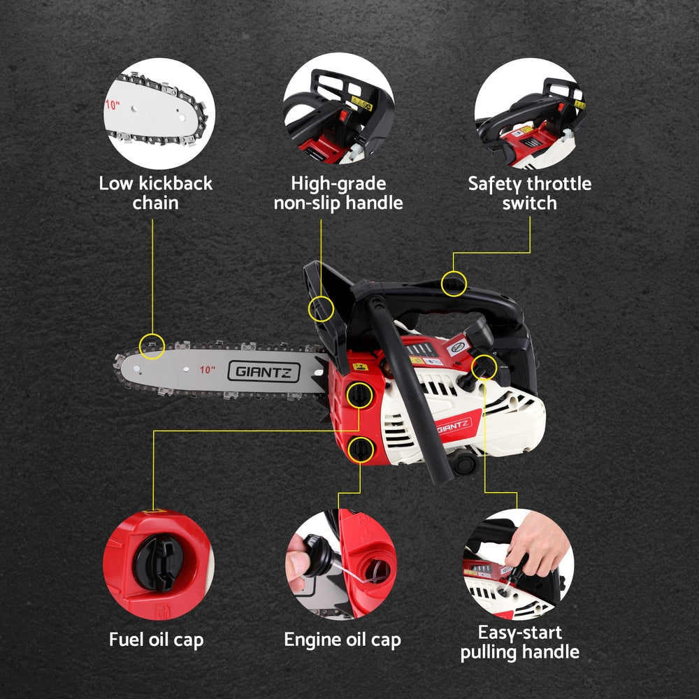 Motosierra de gasolina Giantz de 25 cc con barra de 10" y arranque electrónico para poda de árboles
