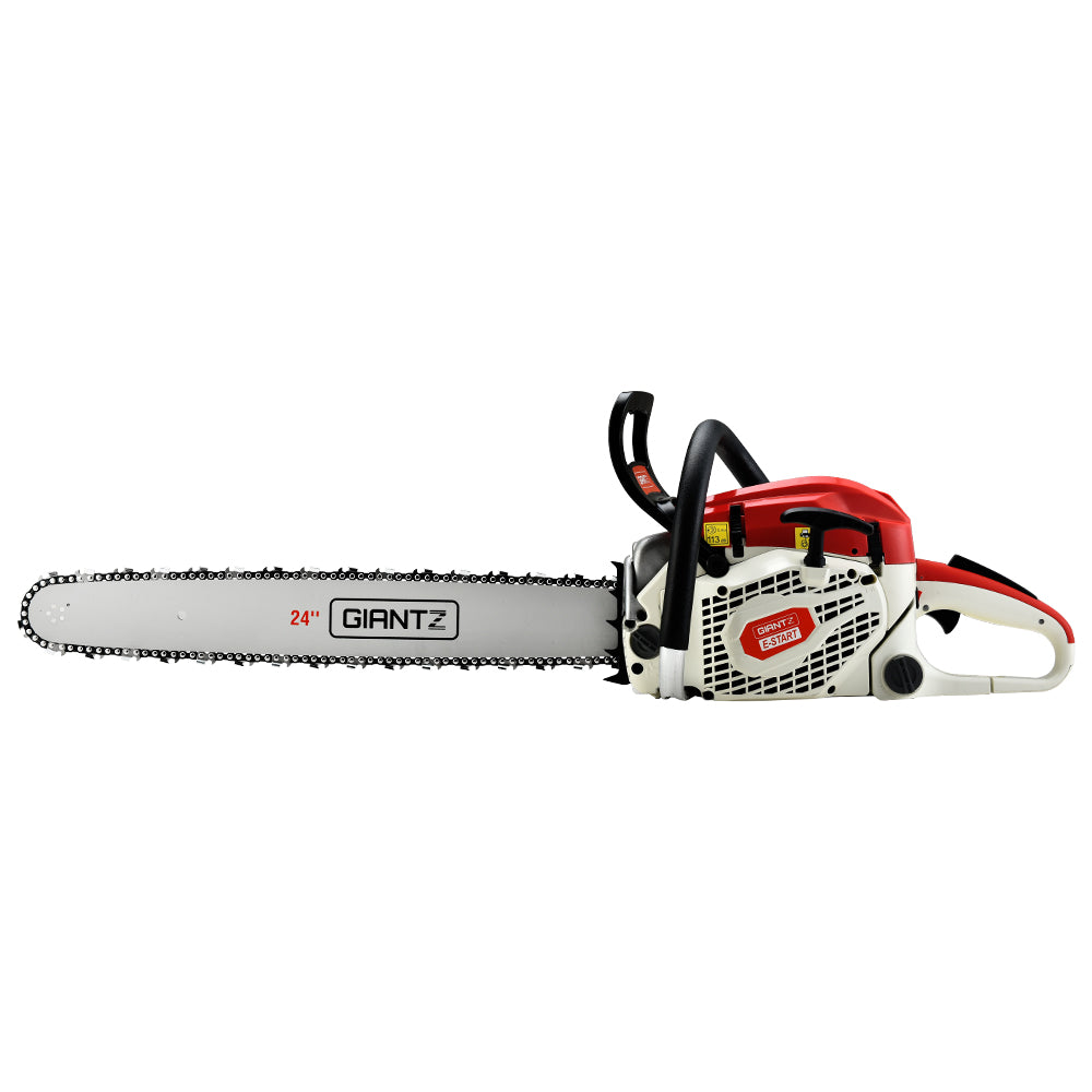Giantz 65cc Petrol Chainsaw 24 Inch Bar Chain Saw Tree Pruner 2 Stroke E-Start