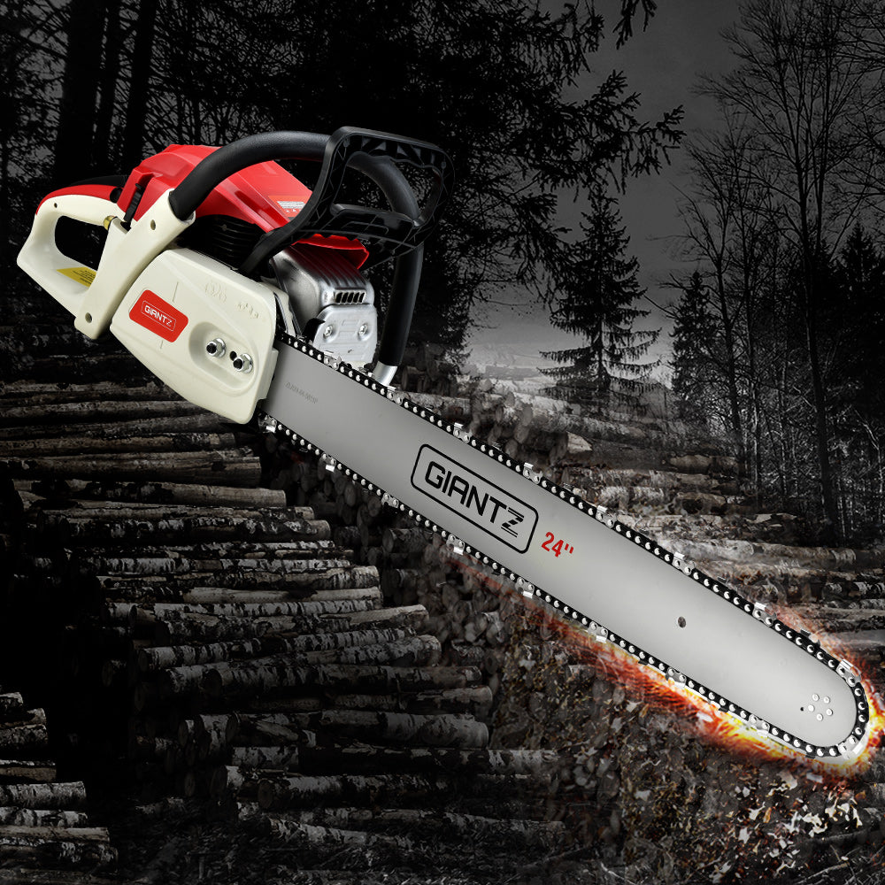 Giantz 65cc Petrol Chainsaw 24 Inch Bar Chain Saw Tree Pruner 2 Stroke E-Start