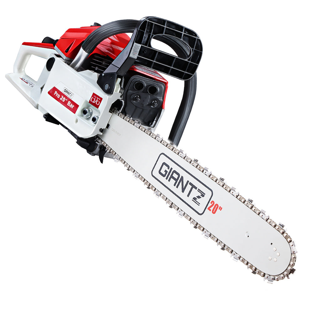 Giantz 电锯汽油 52CC 20 英寸杆商用 E-Start 修枝链锯白色,Giantz 电锯汽油 52CC 20 英寸杆商用 E-Start 修枝链锯白色