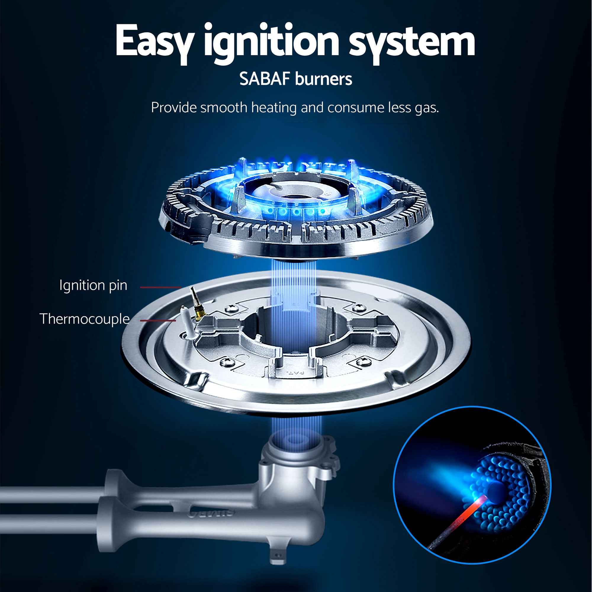 Devanti Gas Cooktop 30cm 2 Burner Built-in Stove Glass Cook Top NG LPG Wok Burner