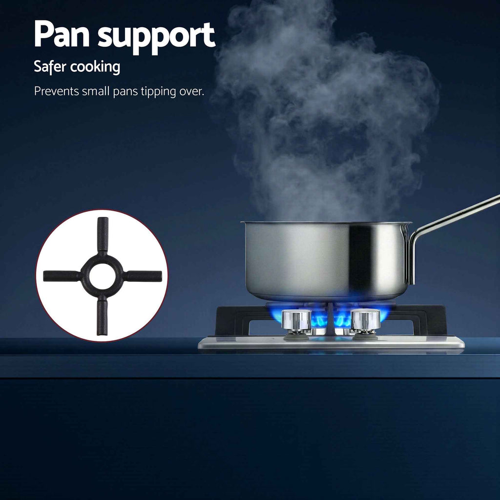 Devanti Gas Cooktop 30cm 2 Burner Silver
