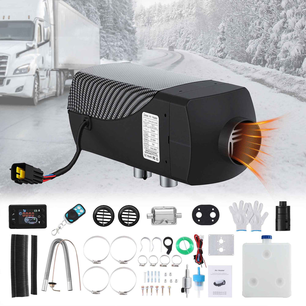 Giantz Diesel Air Heater 12-24V 2KW LCD Display Remote Control for Car Bus RV Indoor Black