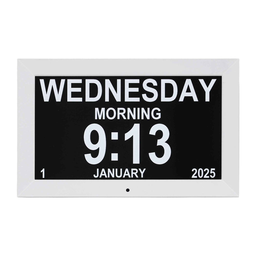 Artiss 10" Digital Day Clock Alarm Calendar Dementia Date Week Desk Clocks White