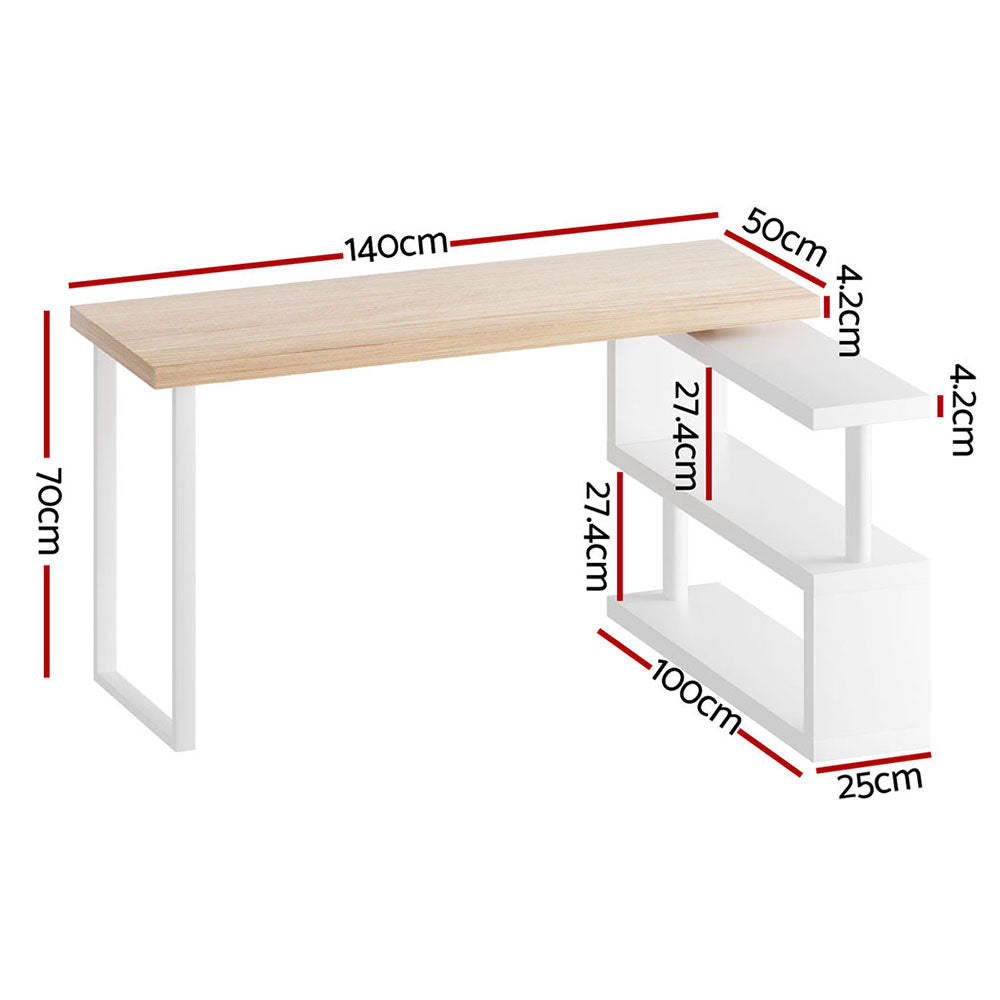 Escritorio para computadora Artiss con estantería de 140 cm