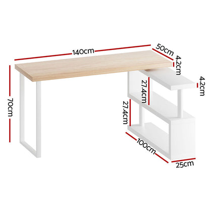 Escritorio para computadora Artiss con estantería de 140 cm