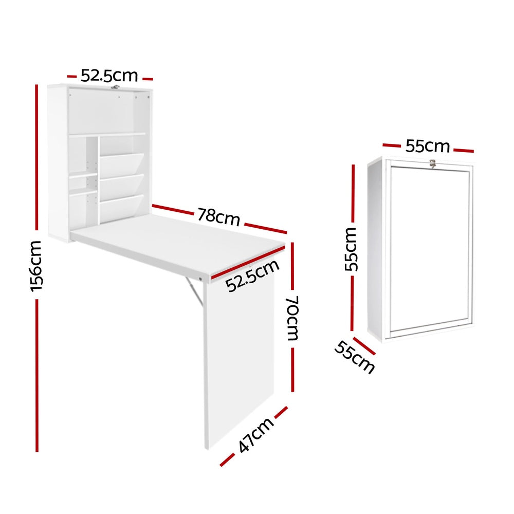 Artiss Computer Desk Bookshelf Wall Mount White