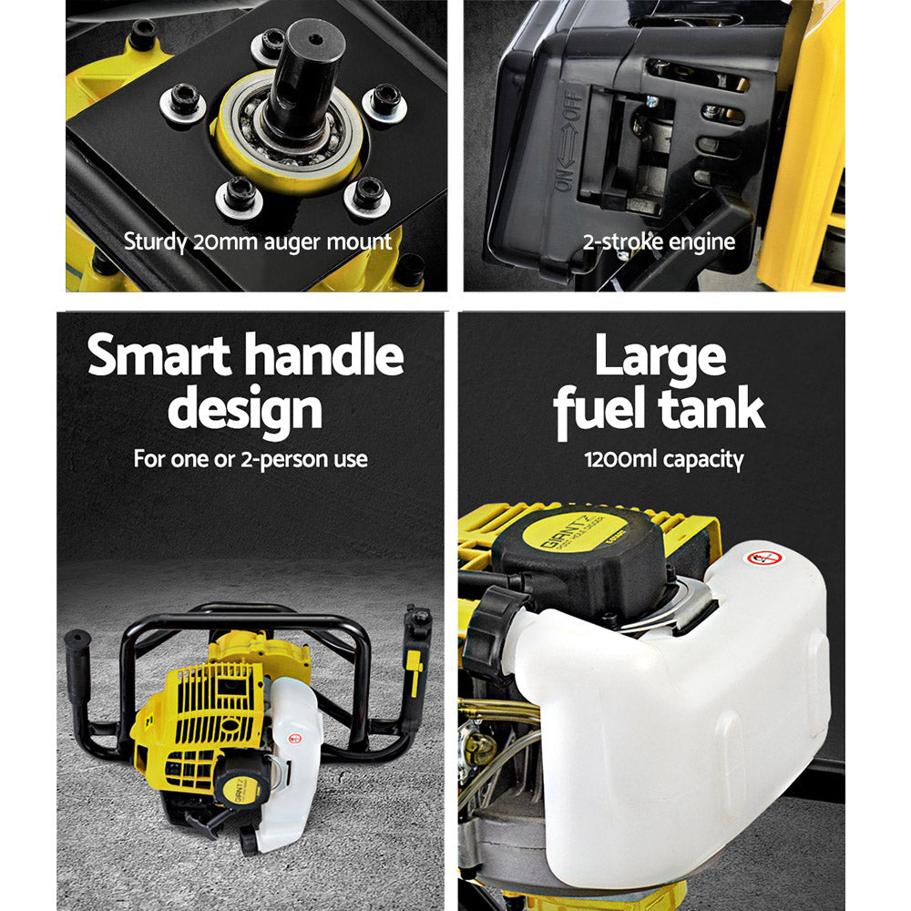 Motor de gasolina para excavadora de postes Giantz 92CC, solo motor amarillo