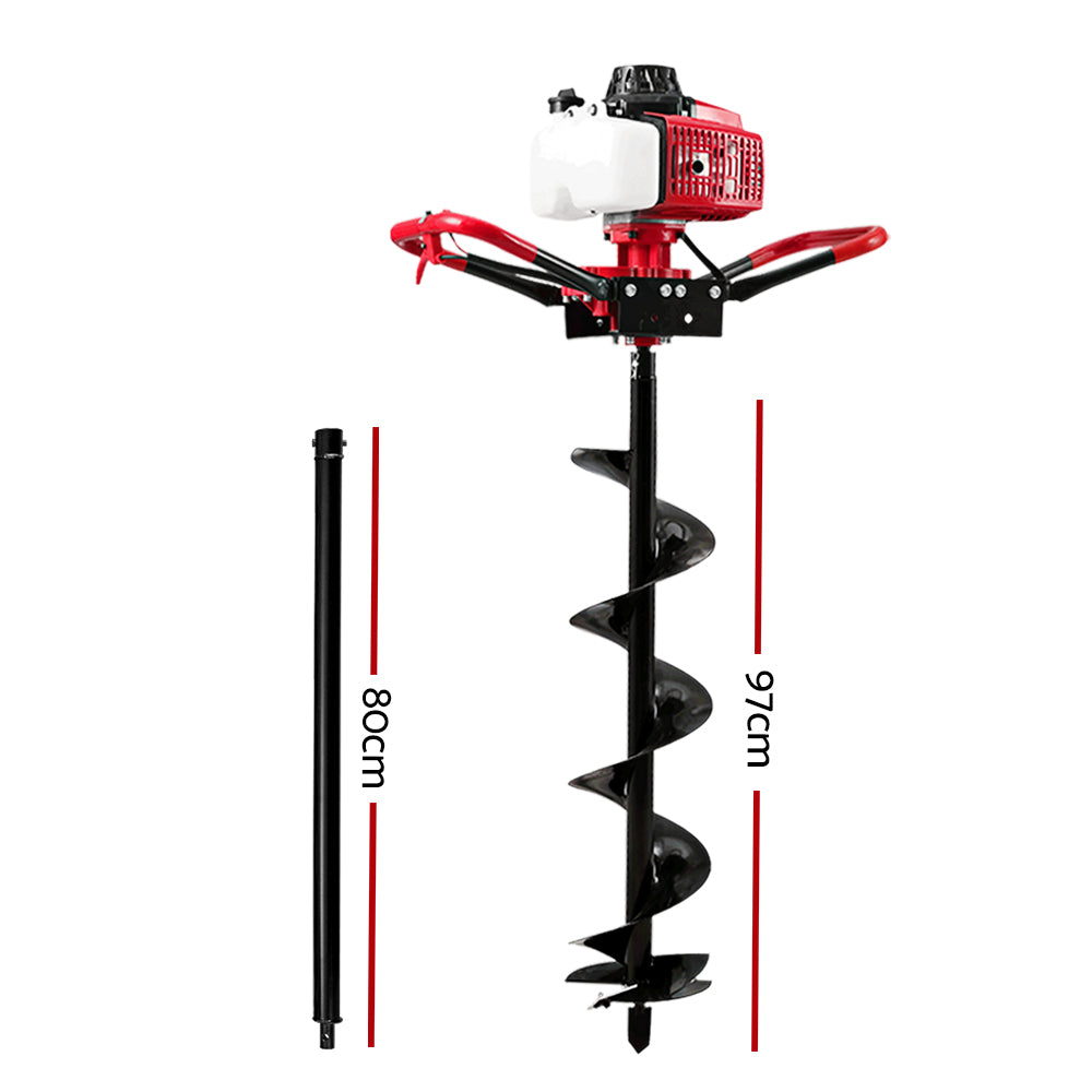 Giantz 80CC Post Hole Digger 200 mm Brocas de extensión de taladro de gasolina