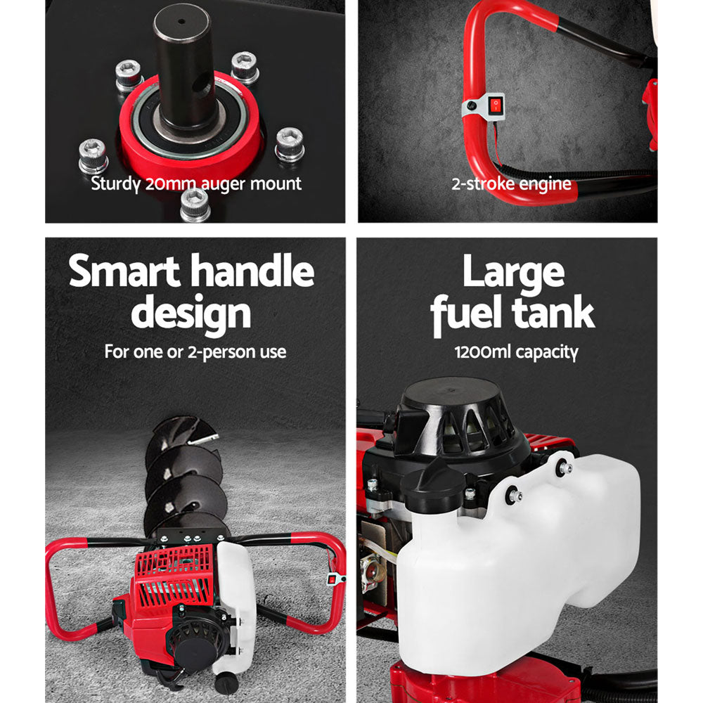 Kits de brocas de extensión para taladro con motor de gasolina Giantz 80CC para excavadora de postes
