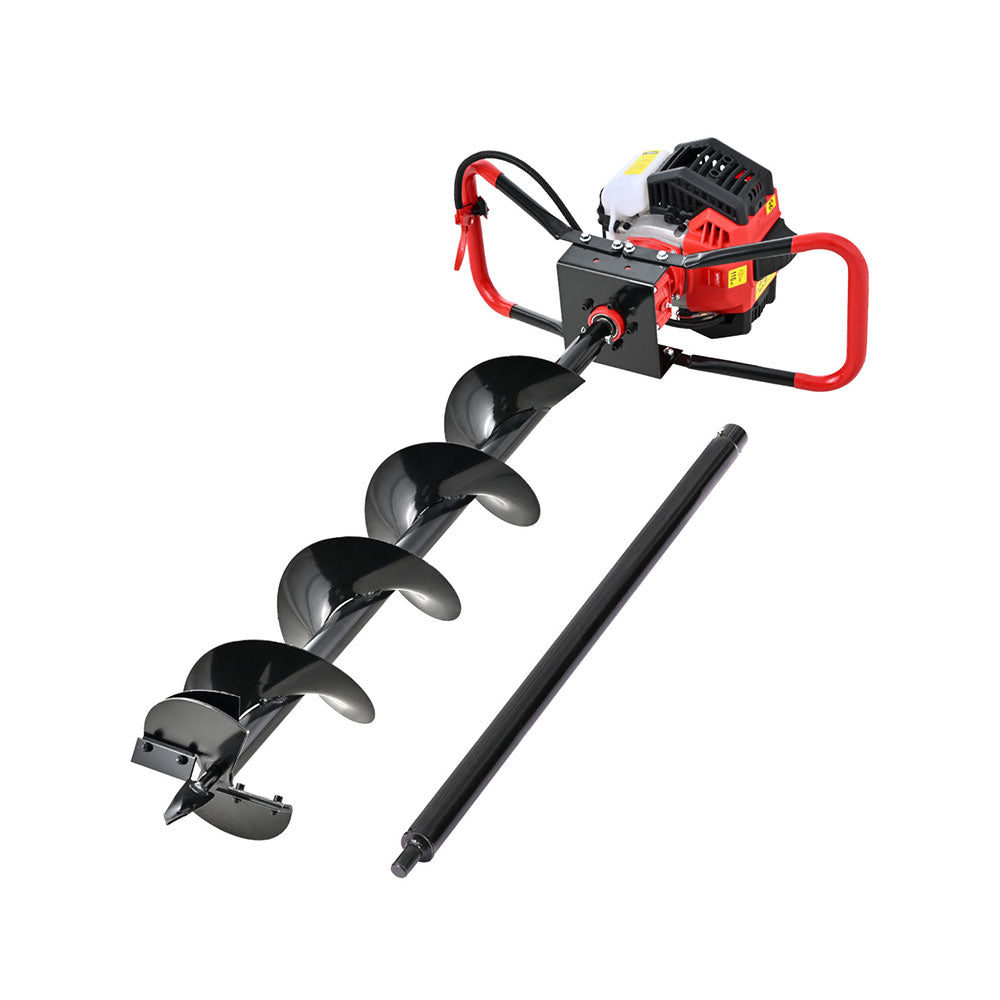 Giantz 65CC - Perforadora de postes con brocas de extensión de 200 mm para taladro a gasolina