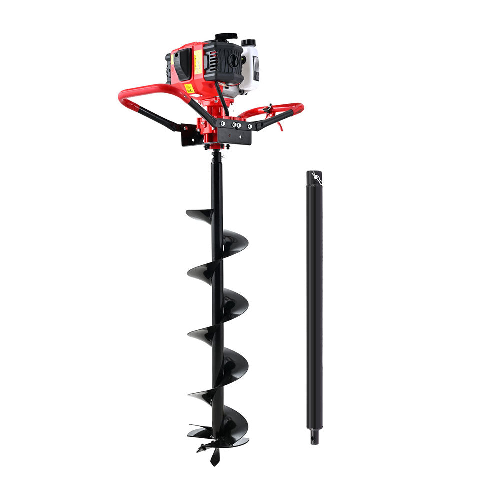Giantz 65CC - Perforadora de postes con brocas de extensión de 200 mm para taladro a gasolina