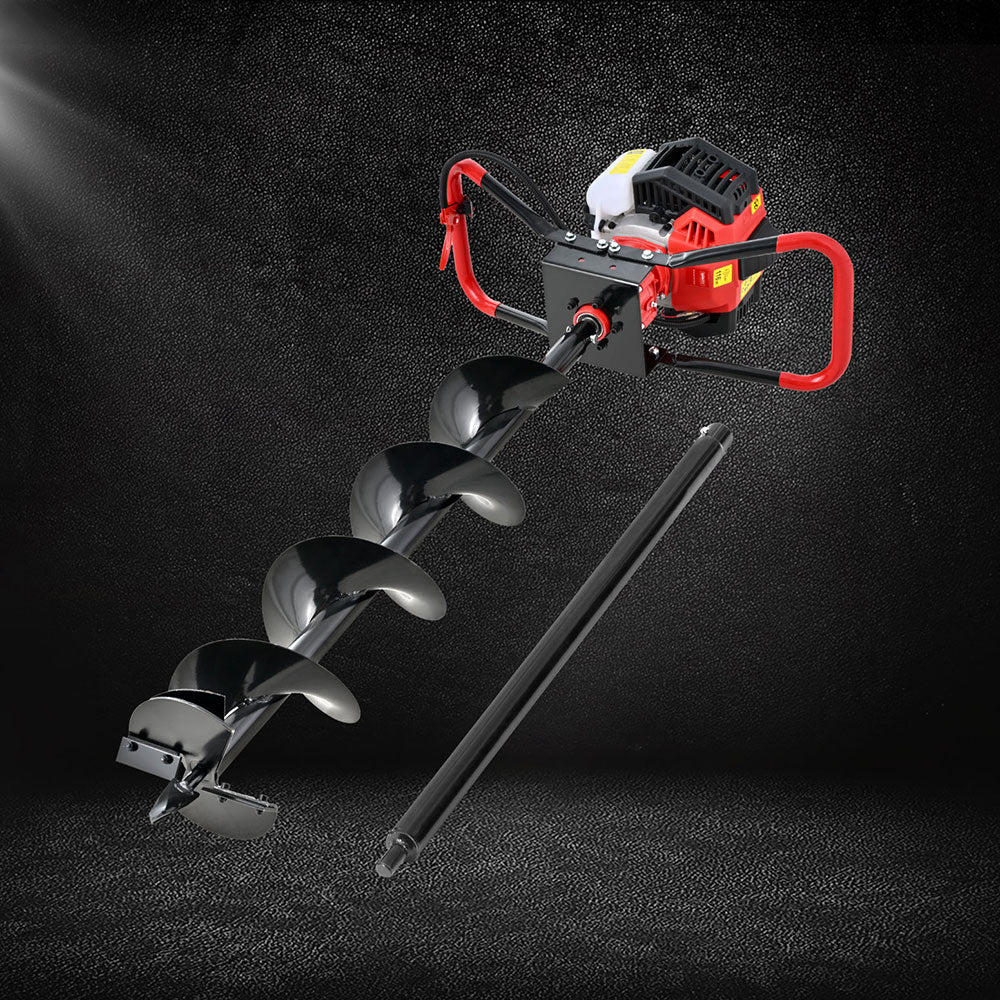 Giantz 65CC - Perforadora de postes con brocas de extensión de 200 mm para taladro a gasolina